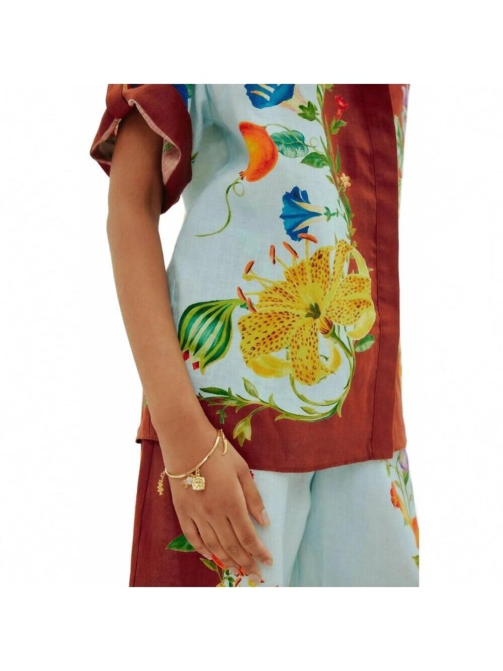 NEW ALEMAIS dahlia floral linen shirt in blue